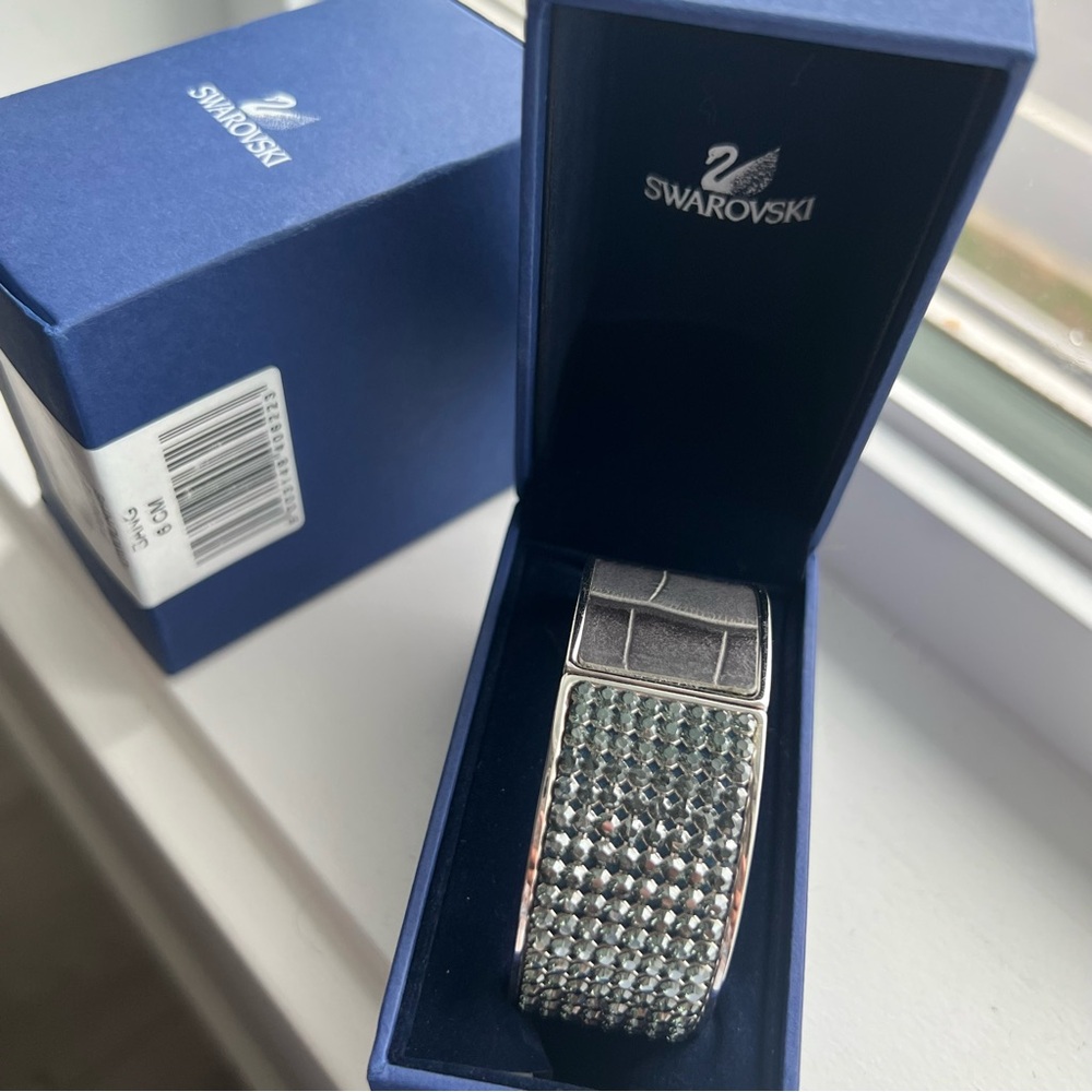 Swarovski Silver Textured Hinged Bracelet